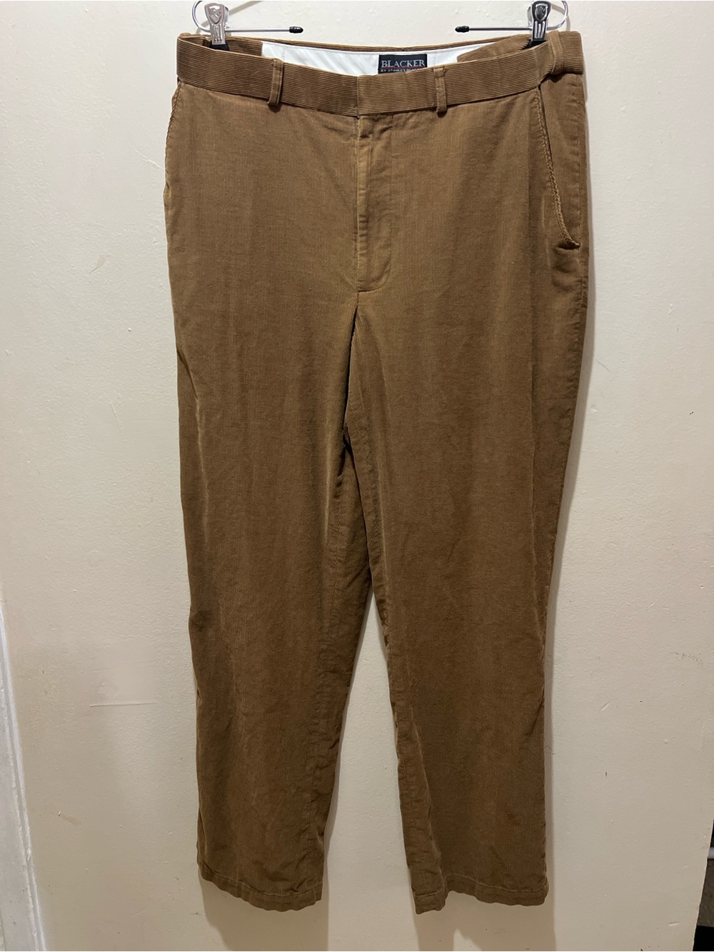Stanley Blacker Brown Corduroy Flat-Front Trousers